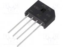 Single-phase bridge rectifier, Urmax  400V, If  6A, Ifsm  175A, KBU