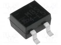 Single phase rectifier bridge, Urmax 600V, If 0.5A, Ifsm 35A