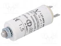 Capacitor  motors, run, 1.5uF, 470VAC, Ø25x56.5mm, -25÷85C, 5%