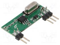 Module  RF, AM receiver, ASK, OOK, 433.92MHz, -114dBm, 4.5÷5.5VDC