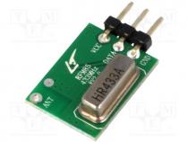 Module  RF, AM transmitter, ASK, OOK, 433.92MHz, 3.6....5.5VDC, 12dBm