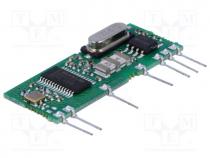 Module  RF, AM receiver, AM, ASK, 433.92MHz, -113dBm, 3VDC, 7.5mA