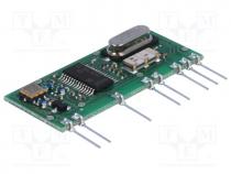 Module  RF, AM receiver, AM, ASK, 433.92MHz, -113dBm, 5VDC, 7.5mA