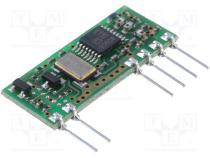 Module  RF, FM transmitter, FM, FSK, 433.92MHz, 3VDC, 10mW, 14mA