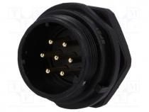 Socket, male, SP21, PIN 7, IP68, soldering, 500V, 1.5mm2, 15A