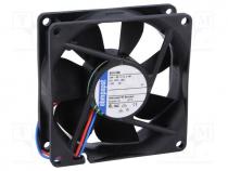 Fan  DC, axial, 80x80x25mm, 79m3/h, 37dBA, ball bearing, 3600rpm