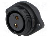 Socket, female, SP21, PIN 2, IP68, soldering, 500V, 4mm2, 30A