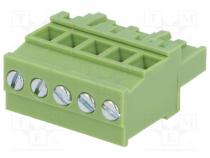 Pluggable terminal block, 5mm, ways 5, angled 90, plug, female