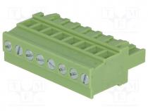 Pluggable terminal block, 5mm, ways 8, angled 90, plug, female