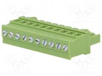 Pluggable terminal block, 5mm, ways 10, angled 90, plug, female