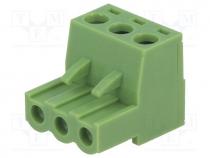 Pluggable terminal block, 5.08mm, ways 3, straight, plug, female