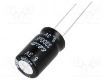 Capacitor  electrolytic, THT, 3300uF, 6.3VDC, Ø12.5x20mm, 20%