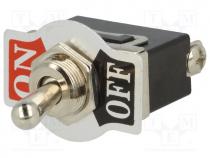 Switch  toggle, Positions 2, SPST, (ON)-OFF, 10A/250VAC, -55÷65C