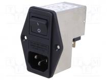 Connector  AC supply, socket, male, 2A, 250VAC, IEC 60320, -25÷85C