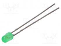 LED, 3mm, green, 5.6....85mcd, 60, Front  convex, Pitch  2.54mm