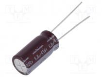 Capacitor  electrolytic, THT, 6.8uF, 450VDC, Ø10x20mm, Pitch  5mm