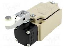 Limit switch, lever R 31,5mm, plastic roller Ø17,5mm, NO + NC