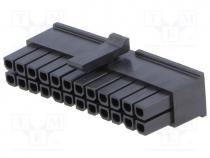 Plug, wire-board, female, Micro-Fit 3.0, 3mm, PIN  24, w/o contacts