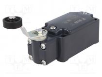 Limit switch, lever R 40mm, plastic roller Ø20mm, NO + NC, 10A