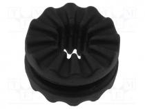 Grommet, Panel thick  max.9.53mm, Mat  rubber, black, Øout  14.4mm