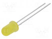 LED, 5mm, yellow, 38....43mcd, 40, 20mA, 1.6....2.5V, Front  convex