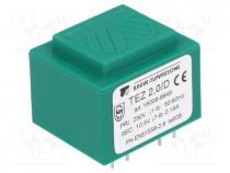 Transformer  encapsulated, 2VA, 230VAC, 10.5V, 190.4mA, IP00, 90g