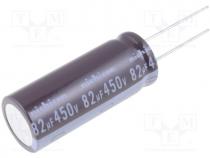 Capacitor  electrolytic, THT, 82uF, 450VDC, Ø16x40mm, Pitch 7.5mm