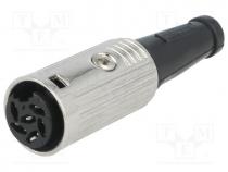 Plug, DIN, female, PIN  6, Layout  240, straight, for cable, 34V, 2A