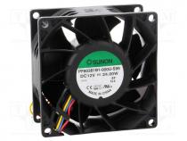 Fan  DC, axial, 12VDC, 80x80x38mm, 193.5m3/h, 64.8dBA, ball bearing