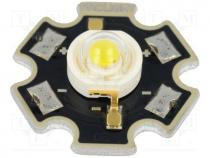 Power LED, STAR, white cold, Pmax 1W, 5000-5650K, 120-155lm, 130