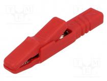 Crocodile clip, 25A, red, Grip capac  max.9.5mm, Socket size  4mm