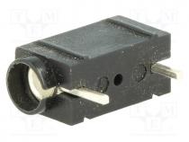 Socket, 4mm banana, 10A, 250VDC, black, silver plated, PCB, 23.3mm