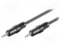 Cable, Jack 2.5mm 3pin plug,both sides, 1.5m, black