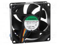 Fan  DC, axial, 12VDC, 80x80x25mm, 101.94m3/h, 47.5dBA, Len  300mm