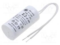 Capacitor  motors, run, 2.2uF, 475VAC, Ø28x55mm, -25....85C, 5%