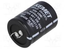 Capacitor  electrolytic, 680uF, 400VDC, Leads  snap-in, THT, 20%