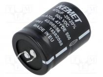 Capacitor  electrolytic, 470uF, 500VDC, Leads  snap-in, THT, 20%