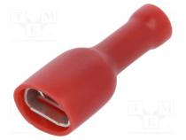 Terminal  flat, 6.3mm, 0.8mm, female, 0.5....1.5mm2, crimped, red