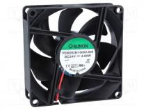 Fan  DC, axial, 24VDC, 80x80x25mm, 101.94m3/h, 47.5dBA, Len  300mm