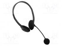 Headphones with microphone, black, Jack 3,5mm, 20....20000Hz, 32