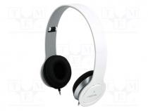 Headphones with microphone, white, Jack 3,5mm, 20....20000Hz, 32