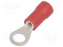 Tip  ring, M4, Ø  4.3mm, 0.5÷1mm2, crimped, for cable, insulated