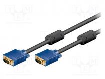 Cable, D-Sub 15pin HD plug,both sides, 10m, Colour  black