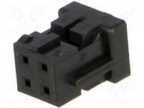 Plug, wire-board, female, DF11, 2mm, PIN  4, w/o contacts, for cable