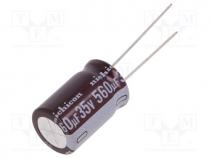 Capacitor  electrolytic, low impedance, THT, 560uF, 35VDC, 20%