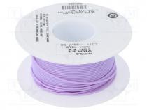 Wire, HookUp Wire Teflon, stranded, Cu, 24AWG, violet, PTFE, 600V