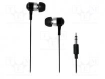 Headphones, black, Jack 3,5mm, 0.05....18kHz, 109dB, 1.1m