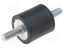 Vibration damper, M3, Ø  8mm, rubber, L  8mm, Thread len  6mm, 49N