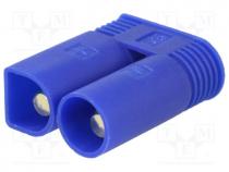 Plug, DC supply, EC5, male, PIN  2, for cable, soldered, Colour  blue