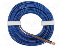 Wire  ribbon, stranded, Cu, 4x0,25mm2, PVC, black,red,blue,green